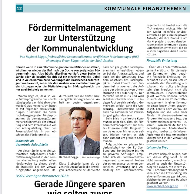Fördermittelmanagement in der Bayerischen Gemeindezeitung vom 15.12.2021